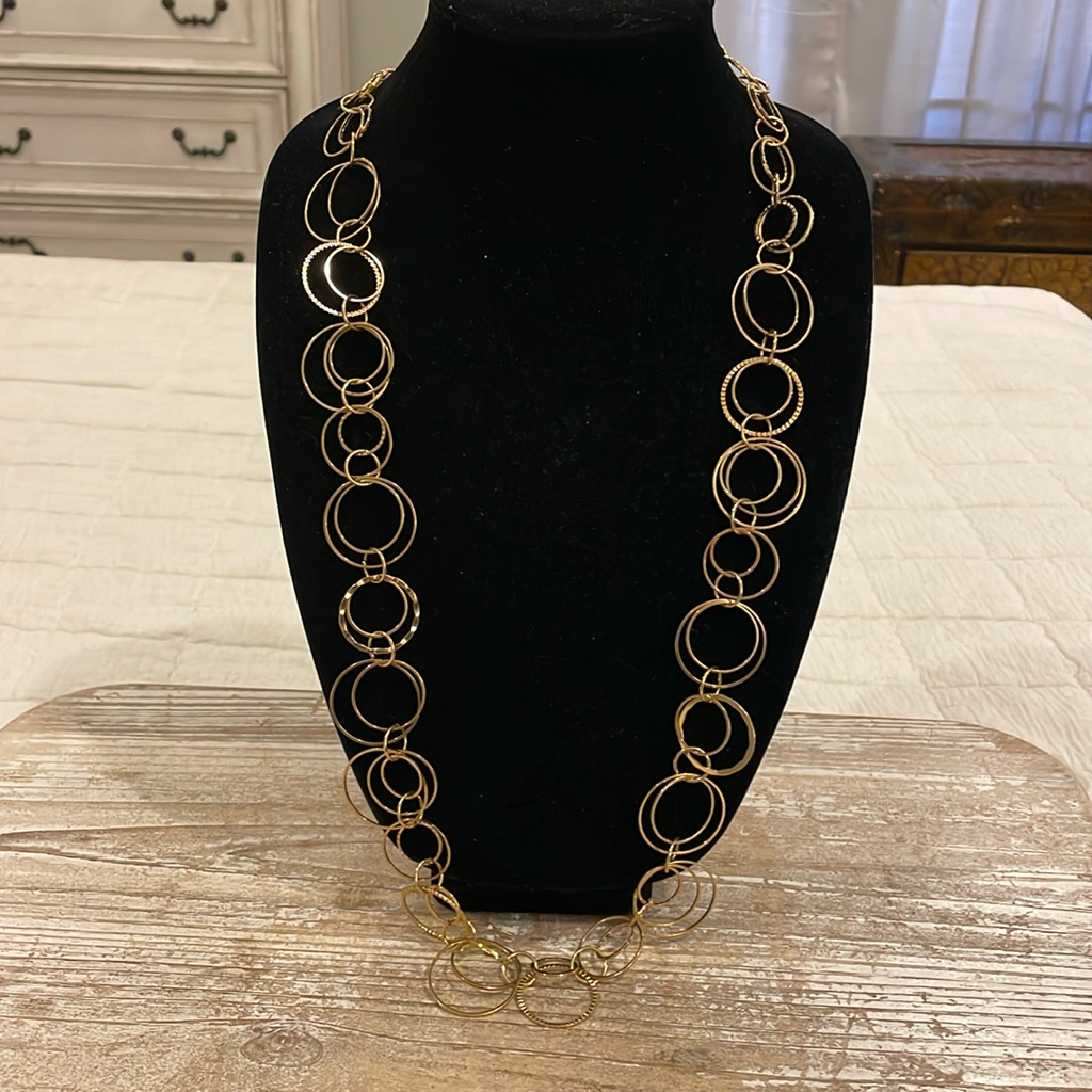 Daisy Fuentes Gold Tone Chain Large Long Statement Necklace 20$